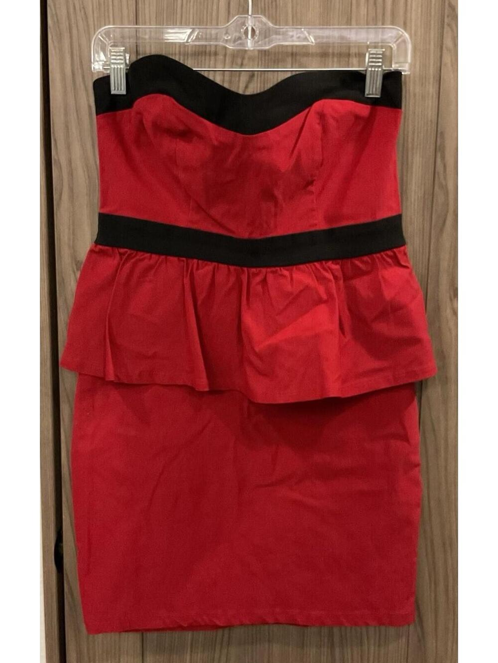 Pompous Girly (Riley ) Womens Red / Black ZIP Back Stretchy Dress Size L